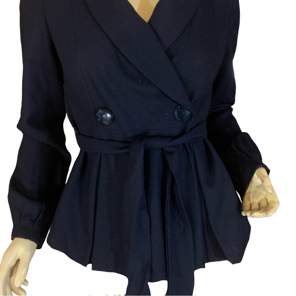 LIQUID NAVY BLUE WOOL BELTED BLAZER (2) - Picture 7 of 13
